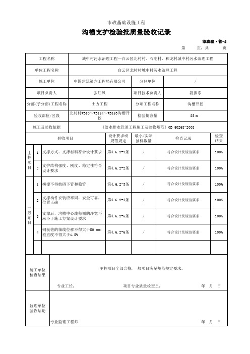 沟槽支护检验批质量验收记录