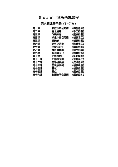 Nana^_^猪头西施第六套目录及教案