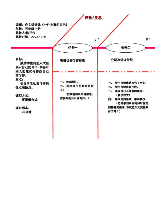 小学语文人教五年级上册(2023年修订)第四组-作文讲评课教学设计《一件小事的启示》