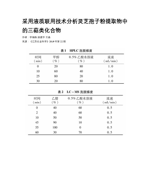 采用液质联用技术分析灵芝孢子粉提取物中的三萜类化合物