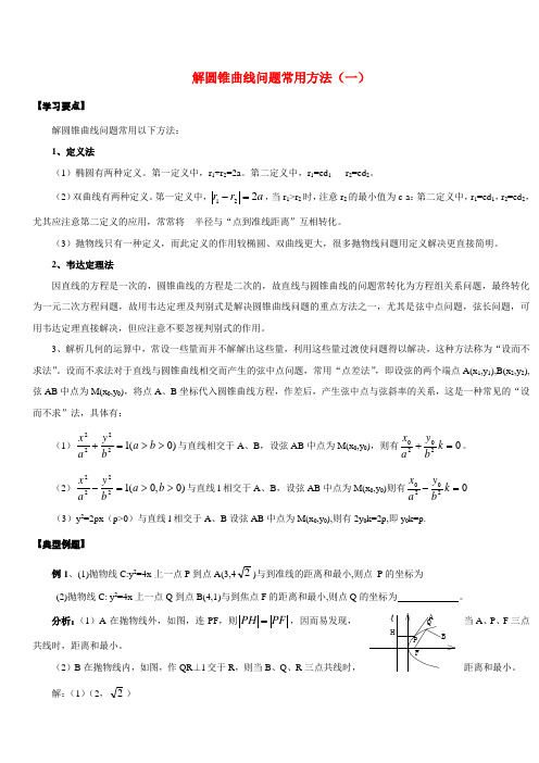 解圆锥曲线常见类型题方法汇总精华版