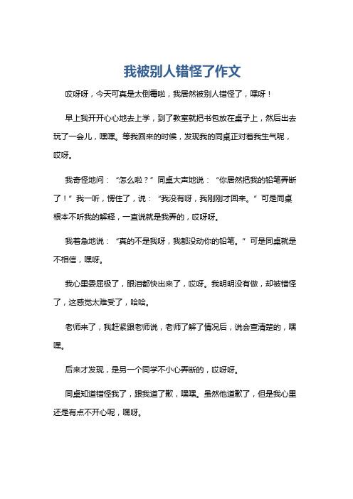 我被别人错怪了作文