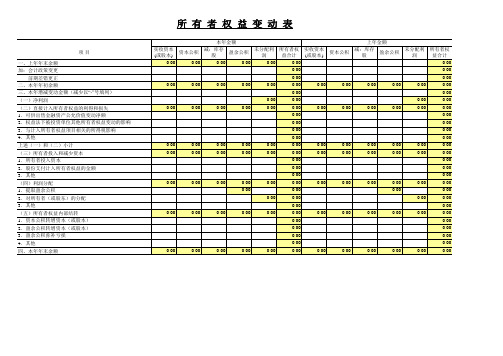 所有者权益变动表(财务报表模板)