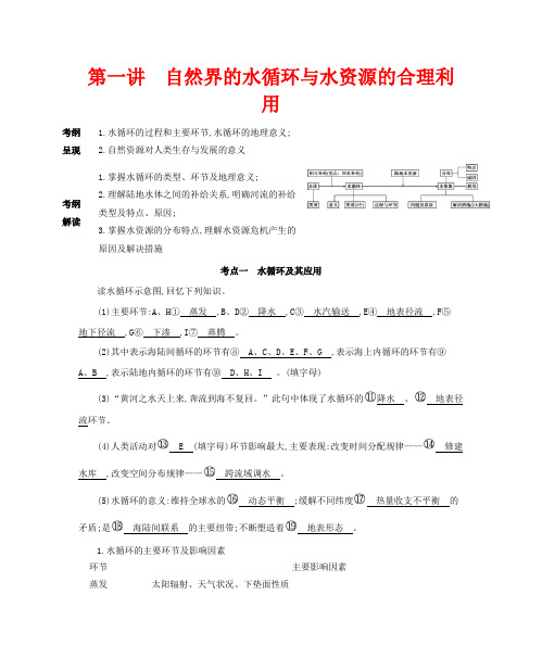 高考地理一轮复习 第四单元 地球上的水 第一讲 自然界的水循环与水资源的合理利用教案