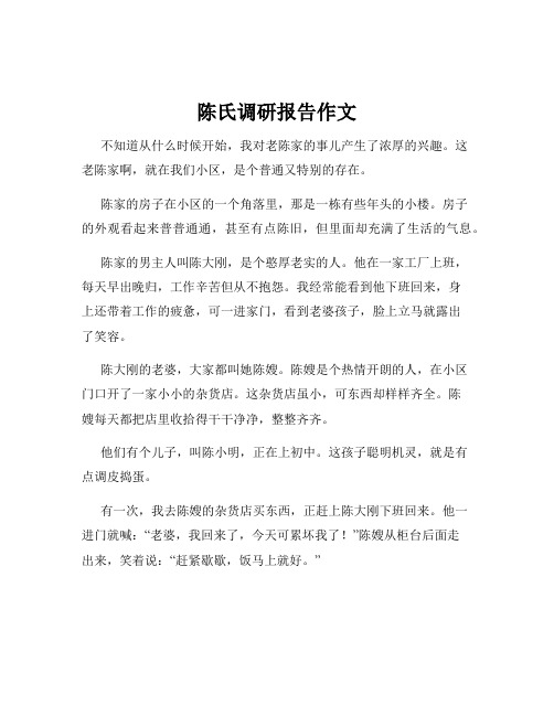 陈氏调研报告作文