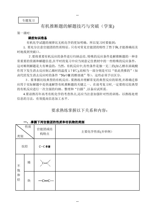 高三化学有机推断题的解题技巧与突破