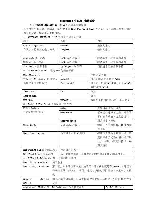 CIMATRON E中的加工参数设定