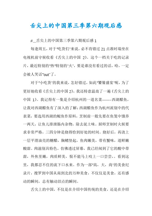 舌尖上的中国第三季第六期观后感