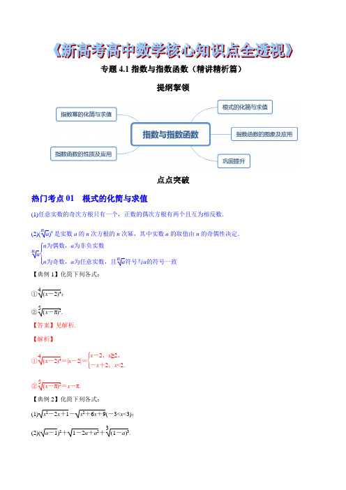 专题4.1 指数与指数函数(精讲精析篇)(解析版)