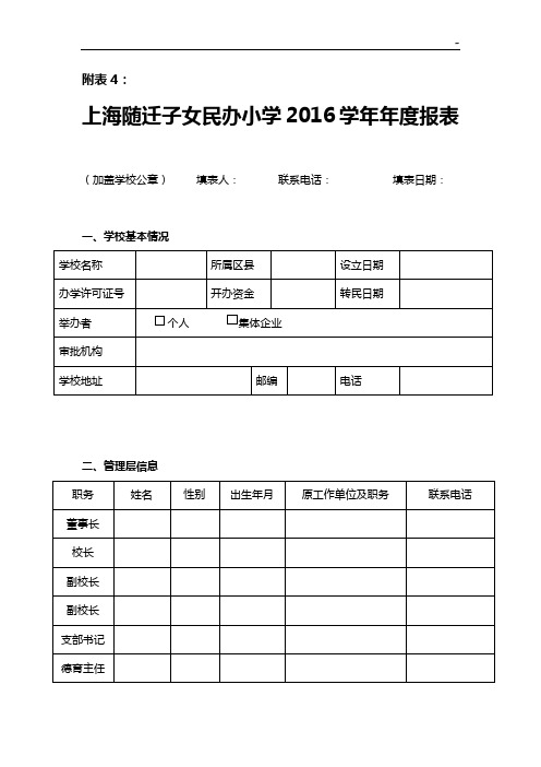 上海随迁子女民办小学2015年度学年度报告归纳