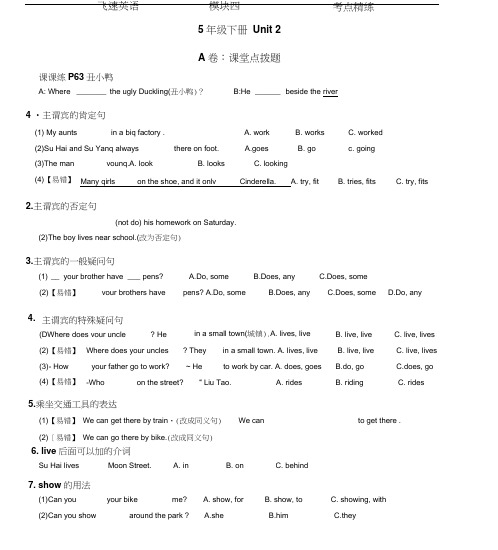 译林英语五下5BU2考点精练