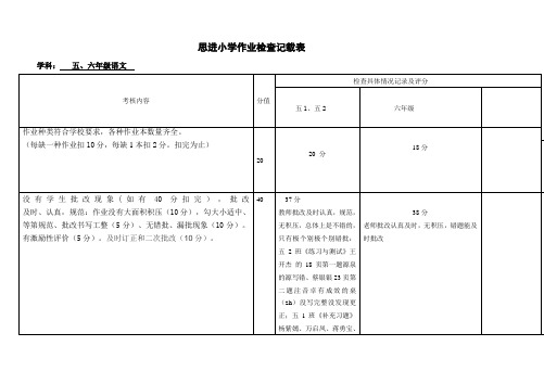 五、六年级语文作业检查记录