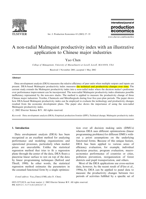 A non-radial Malmquist productivity index with an illustrative application to Chinese major industri