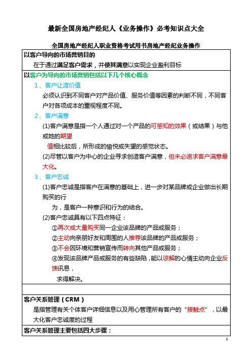 最新全国房地产经纪人《业务操作》必考知识点大全