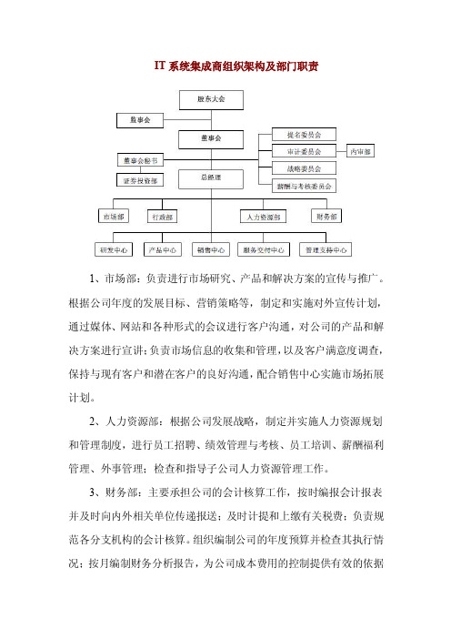 IT系统集成商组织架构及部门职责