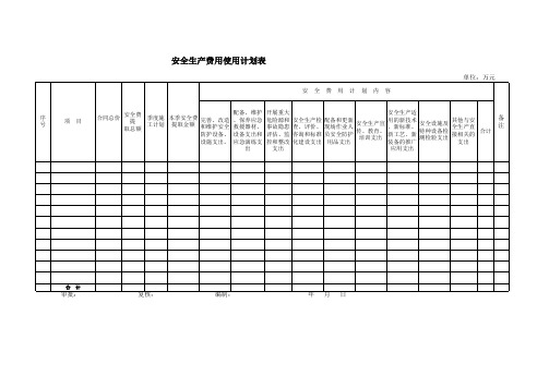 安全生产费用使用计划表