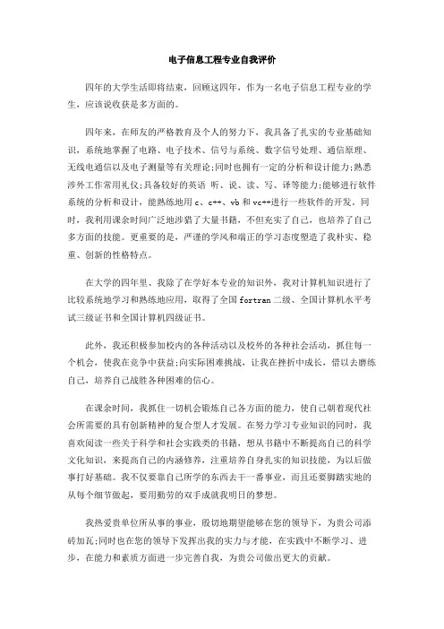 电子信息工程专业自我评价