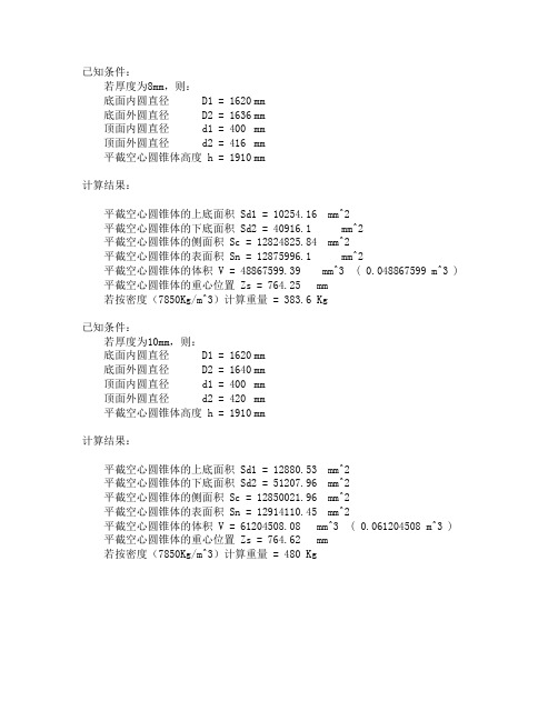 35t／h锅炉旋风分离器锥斗计算