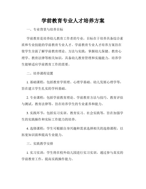 学前教育专业人才培养方案