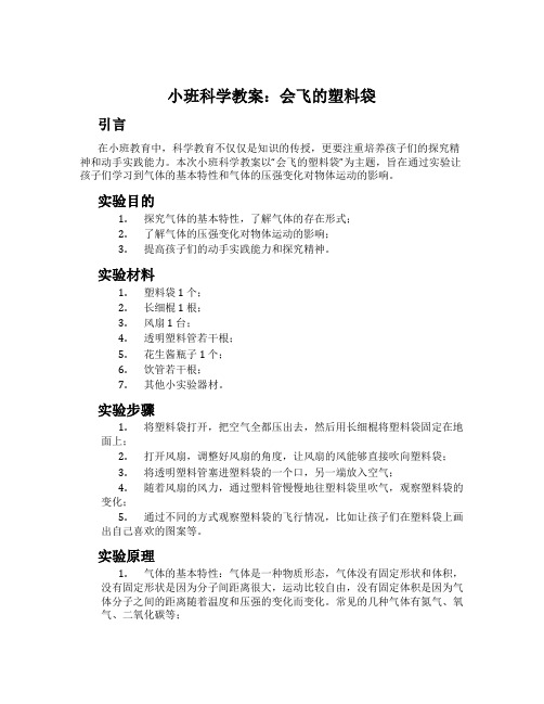 小班科学教案：会飞的塑料袋