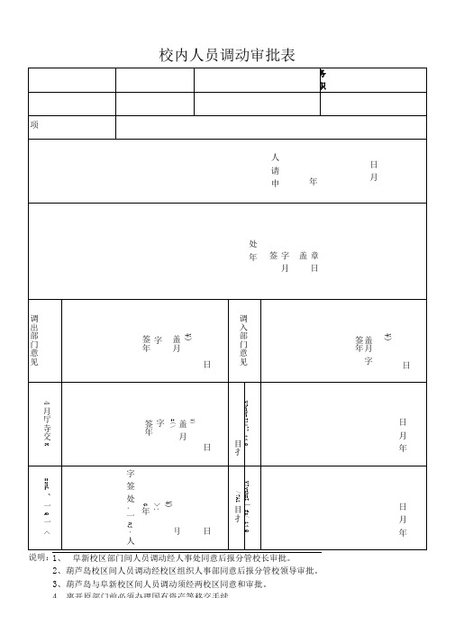 校内人员调动审批表