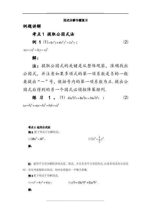 因式分解专题复习(精品)