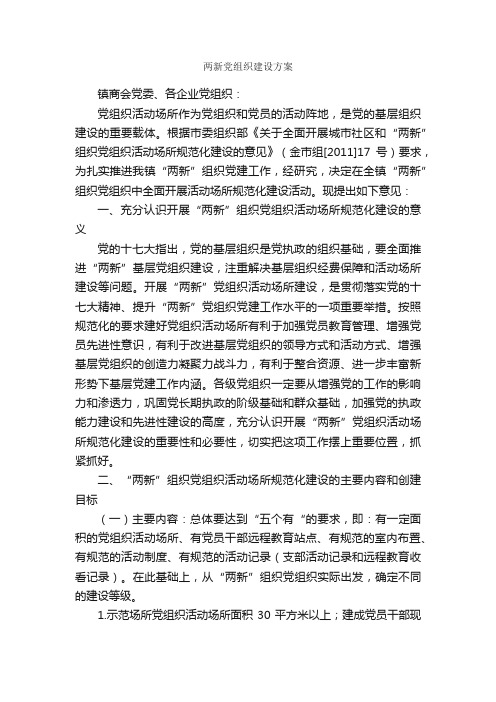 两新党组织建设方案_建设方案_