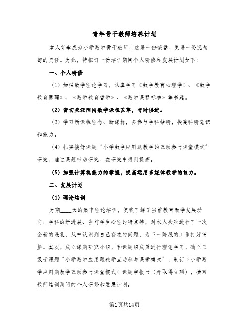 青年骨干教师培养计划(5篇)