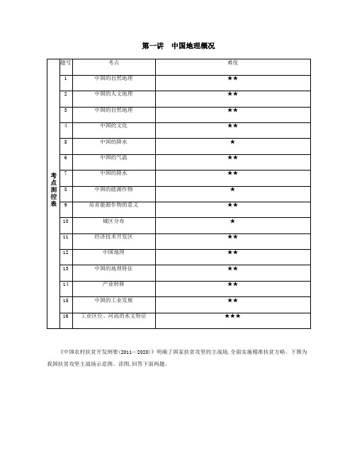 (北京专用)2020版高考地理总复习第十八单元中国地理第一讲中国地理概况练习