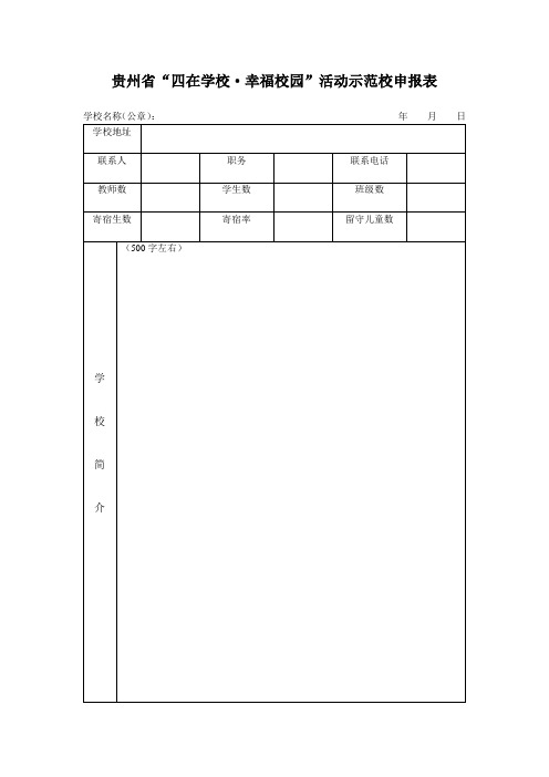 金沙县创建“四在学校,幸福校园”示范校申报表(模版)
