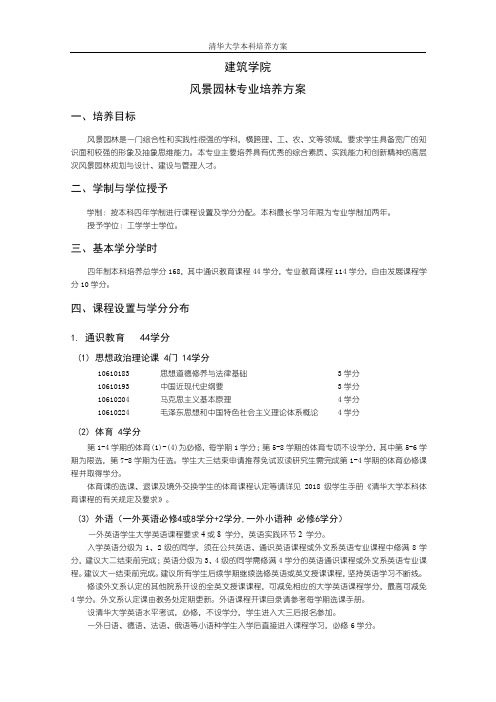 建筑学院风景园林专业培养方案