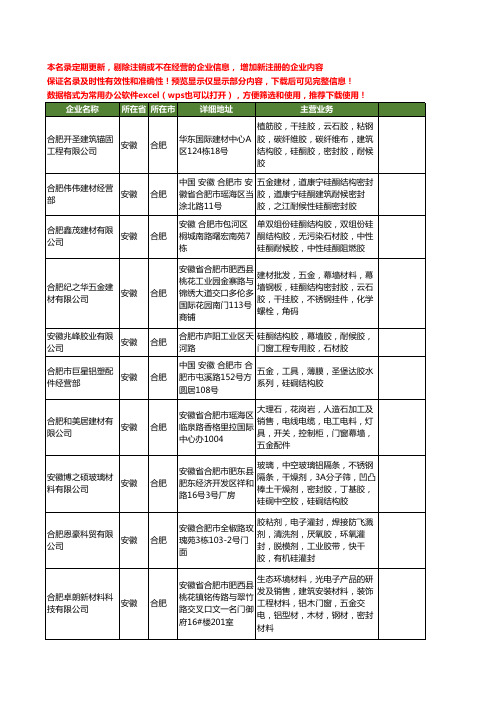 新版安徽省硅密封胶工商企业公司商家名录名单联系方式大全12家