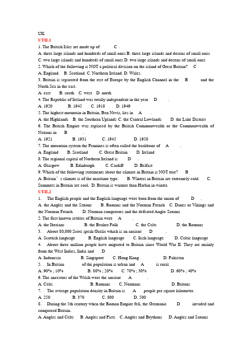 《英语国家概况》期末复习资料