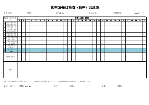 真空泵日常点检记录表