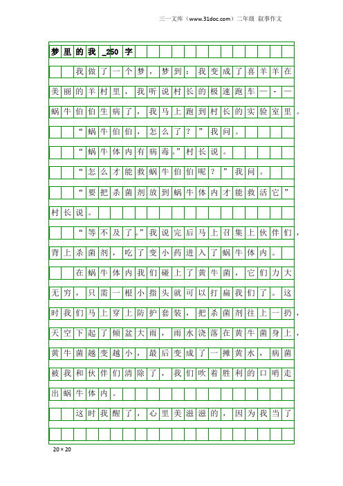 二年级叙事作文：梦里的我_250字