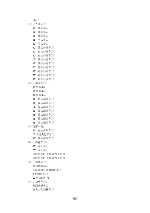 机械加工各种刀具名称和型式汇总