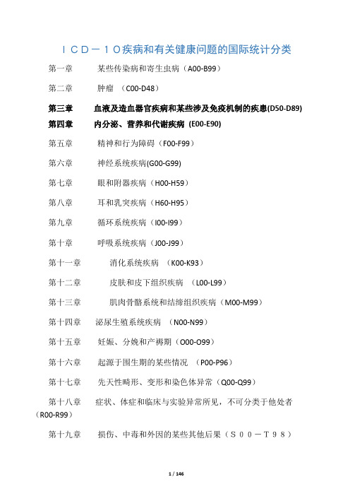 ICD-10疾病和有关健康问题的国际统计分类15958