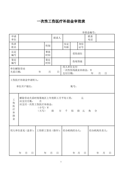 6《一次性工伤医疗补助金审批表》(离职职工)