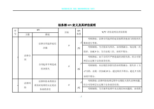 法务部绩效考核指标