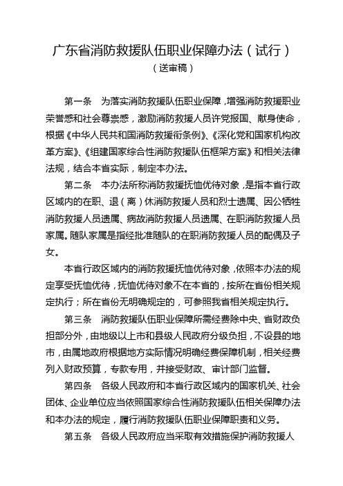 广东消防救援队伍职业保障办法试行