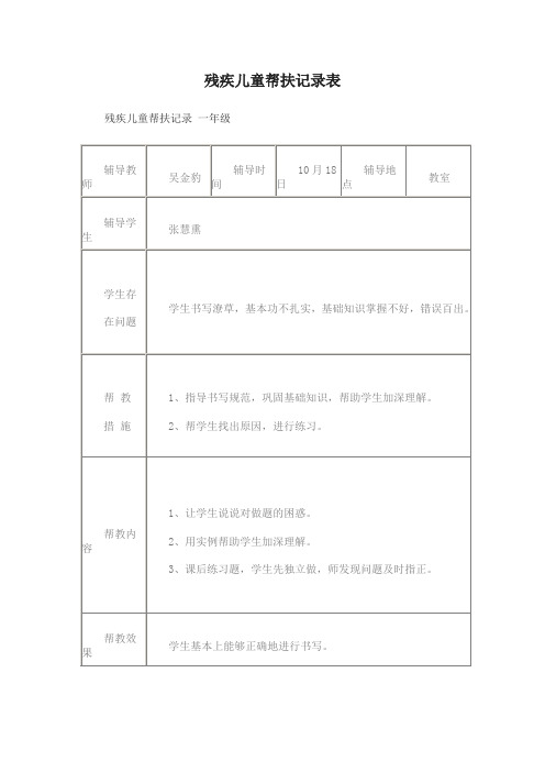 残疾儿童帮扶记录表