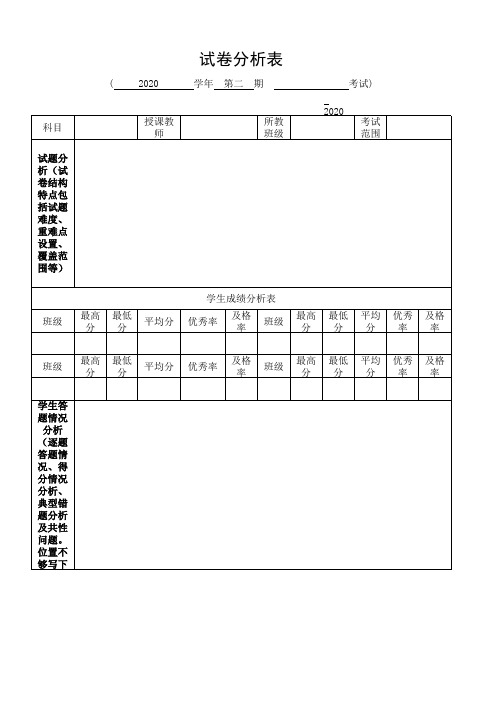 学校试卷分析模板 - 