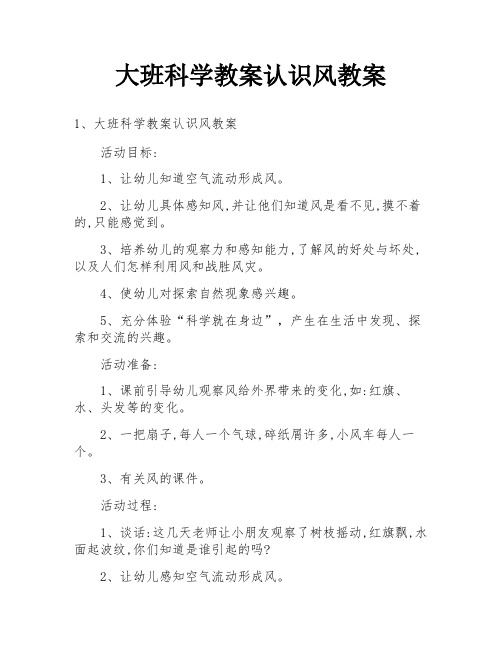 大班科学教案认识风教案