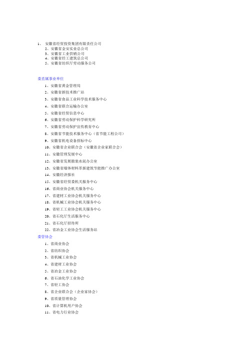 安徽省国资委所属单位