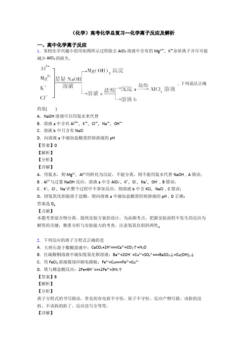 (化学)高考化学总复习--化学离子反应及解析