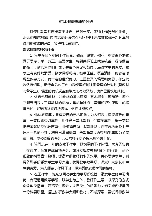 对试用期教师的评语