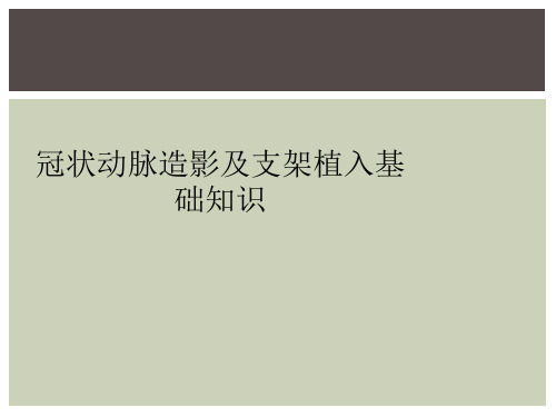 冠状动脉造影及支架植入基础知识