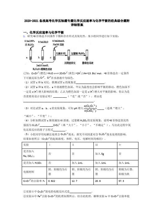 2020-2021备战高考化学压轴题专题化学反应速率与化学平衡的经典综合题附详细答案