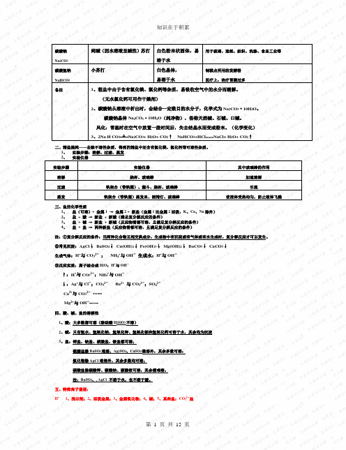 初三化学复习资料大全