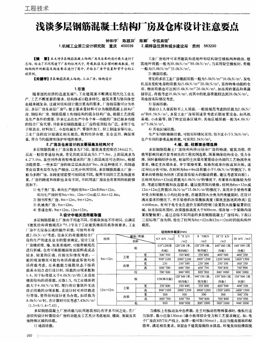 浅谈多层钢筋混凝土结构厂房及仓库设计注意要点